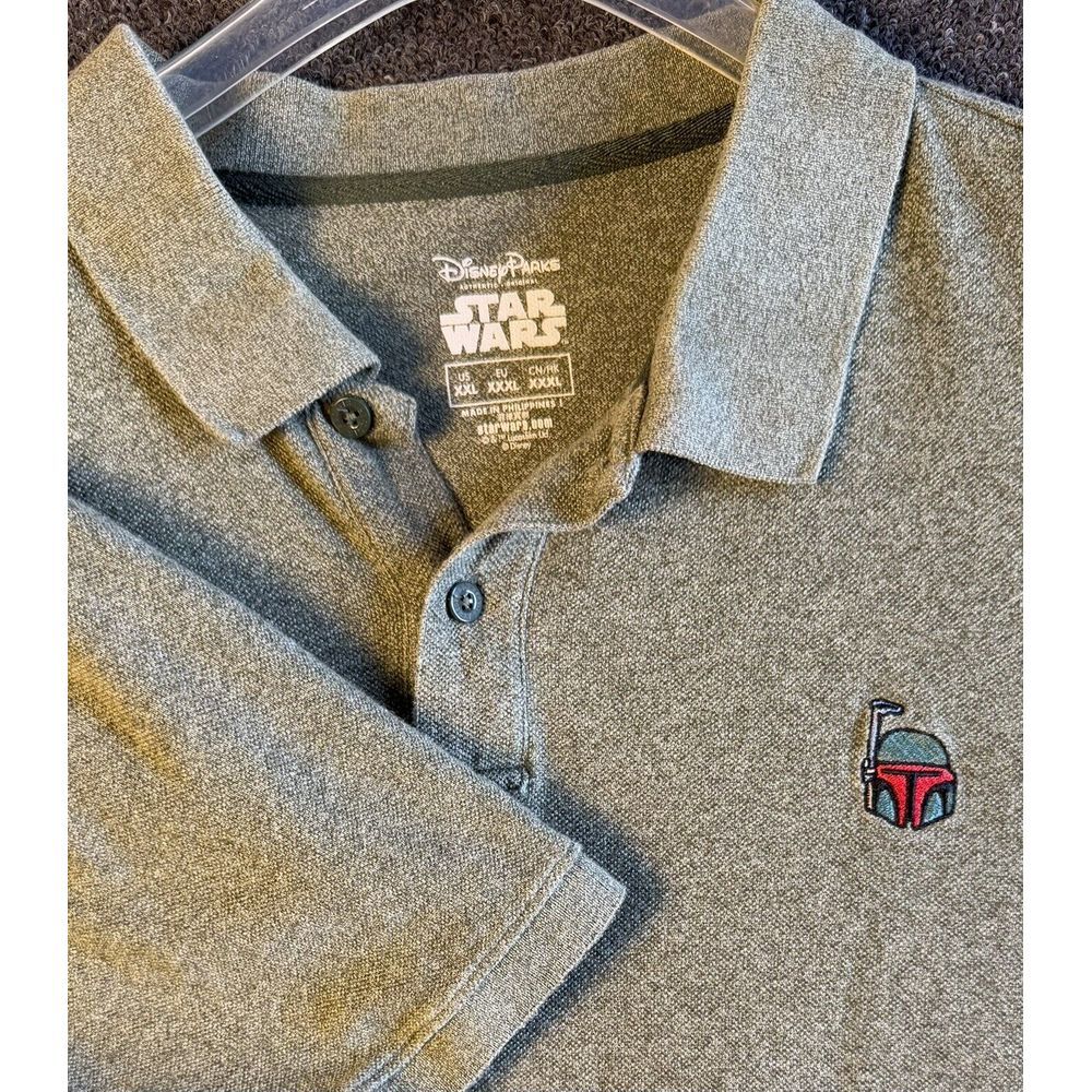 Disney Star Wars Boba Fett mens XXL polo embroidered gray green